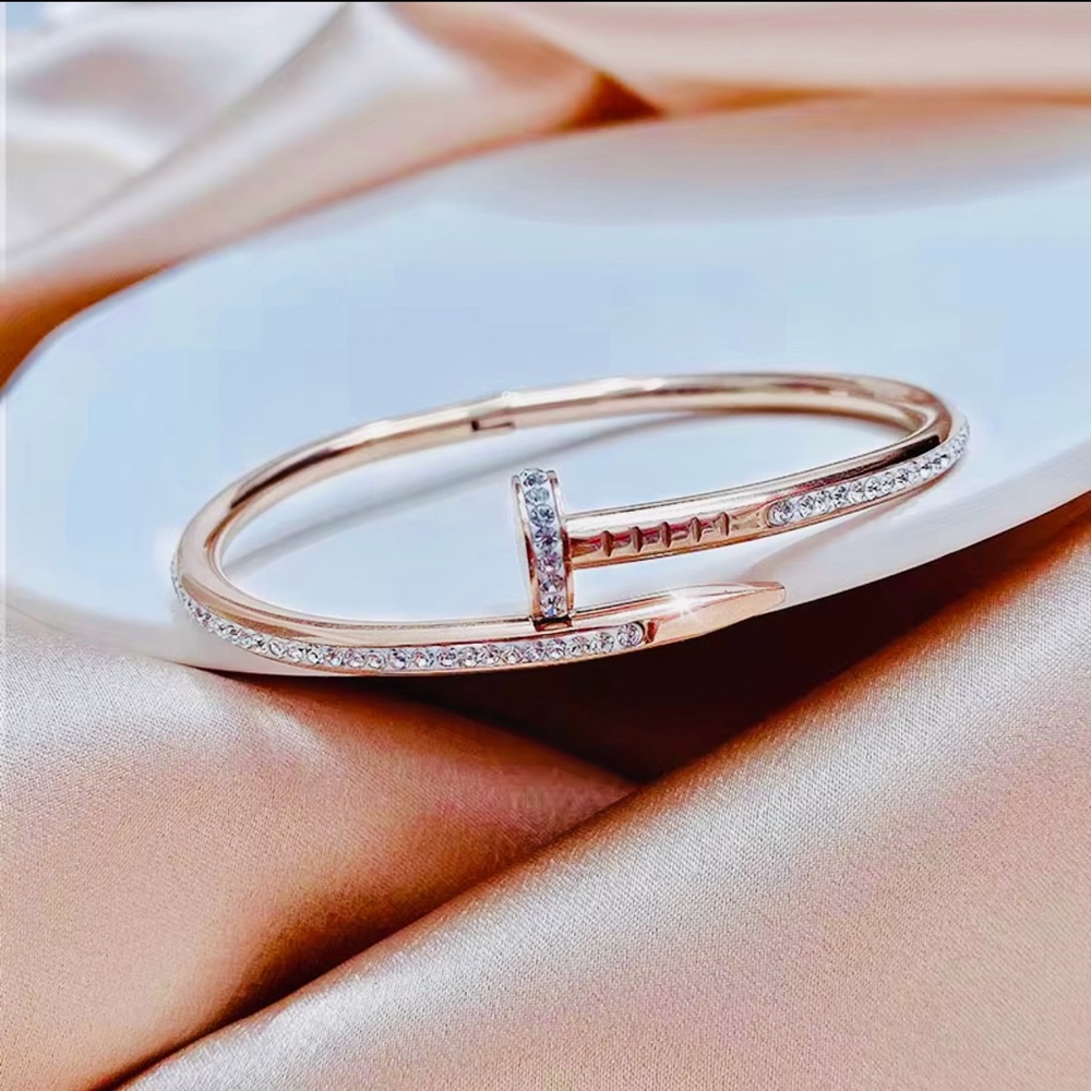 Elegant Rose Gold Nail Bangle Bracelet